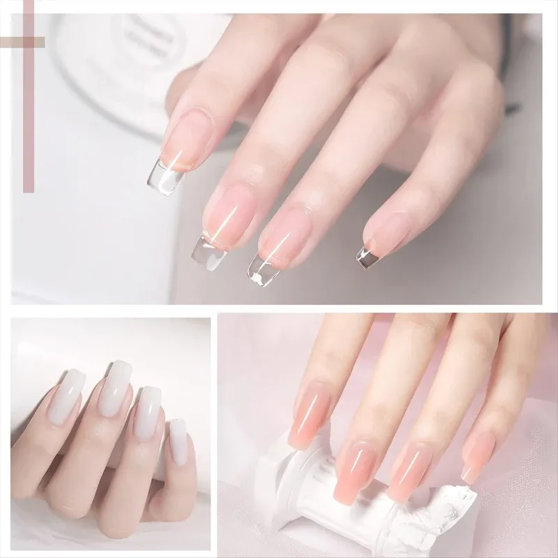 8 pièces Kit de Gel Poly Extension, ensemble Polygel clair et blanc pour Nail Art, gel UV, pointes et formes acryliques, avec pinceau 5