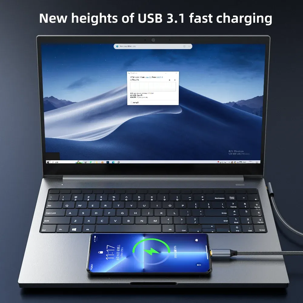 Câble USB-C 3.2 Gen 2 10 Gbps, 5 A, 100 W, USB-C vers USB-C, 4K, 60 Hz, charge rapide QC 4.0 / 3.0, compatible MacBook Pro, Samsung, Xiaomi 4
