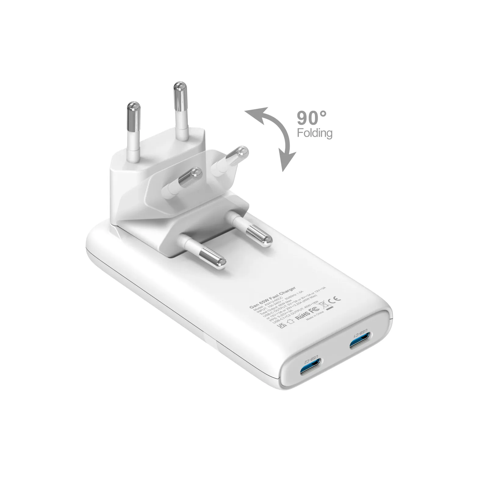 Chargeur USB-C double port vue de détail