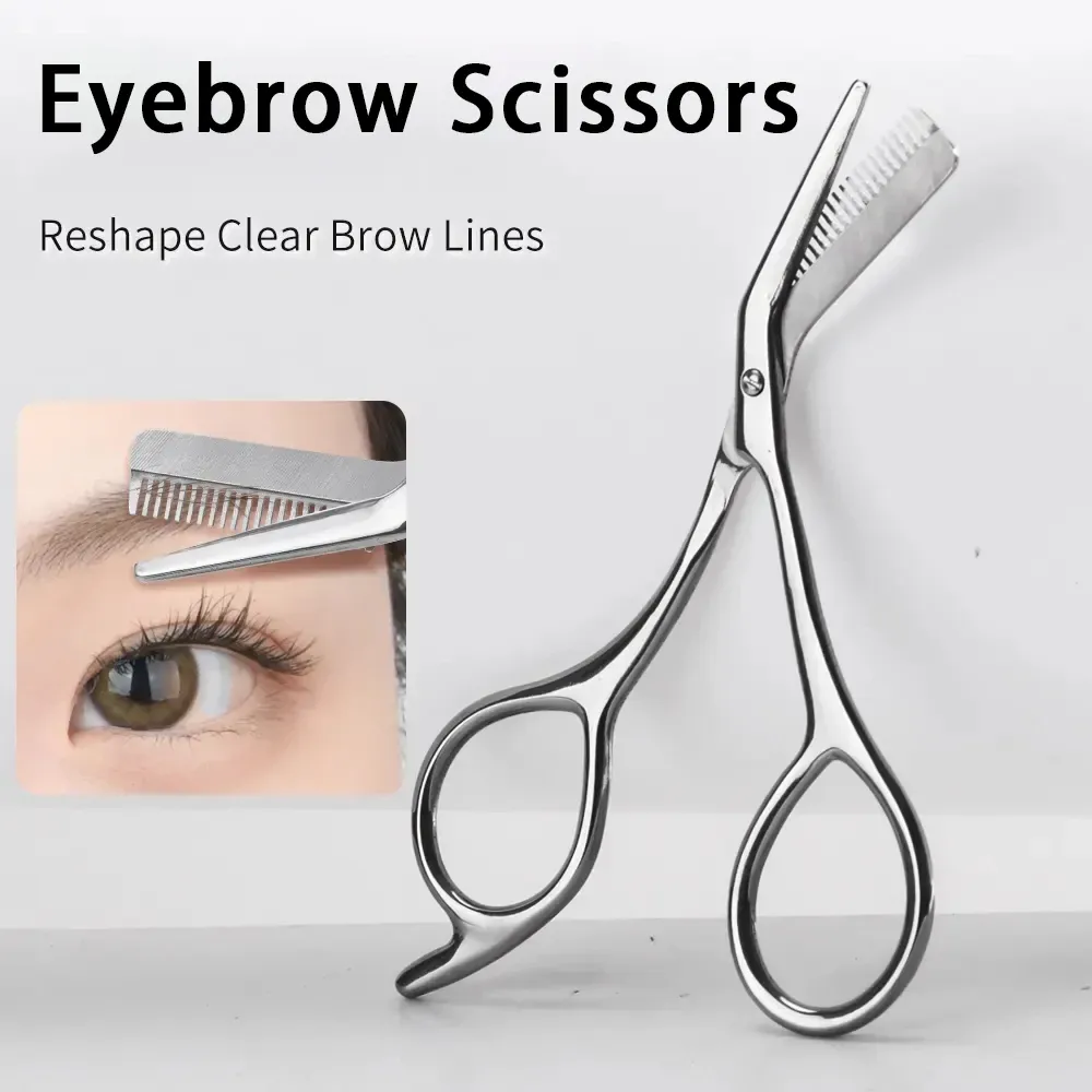 Ciseaux de précision pour sourcils en acier inoxydable avec peigne - Image 1