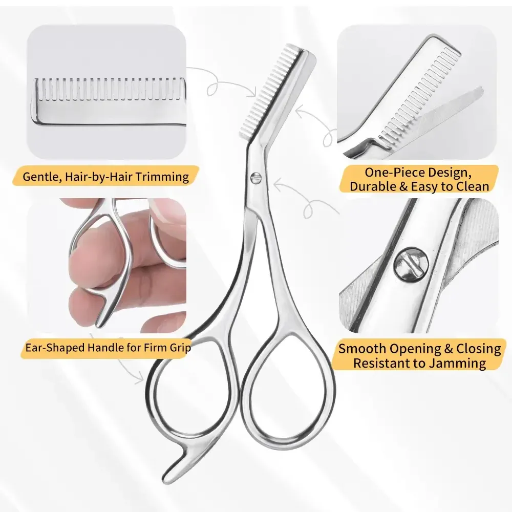 Ciseaux de précision pour sourcils en acier inoxydable avec peigne 3