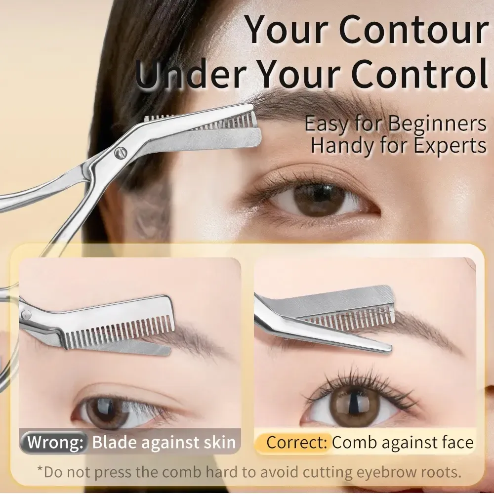 Ciseaux de précision pour sourcils en acier inoxydable avec peigne 4