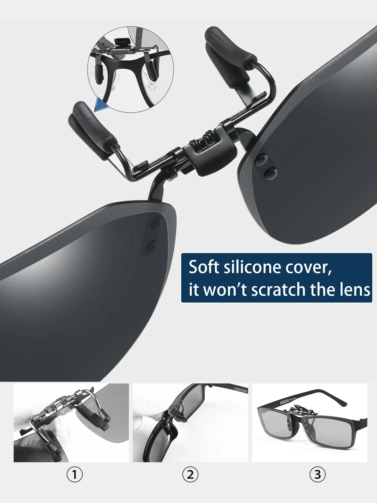 VEITHDIA Lunettes de soleil polarisées à clipser pour la pêche et l'extérieur, sans bords, verres TAC avec protection UV400, B11 5