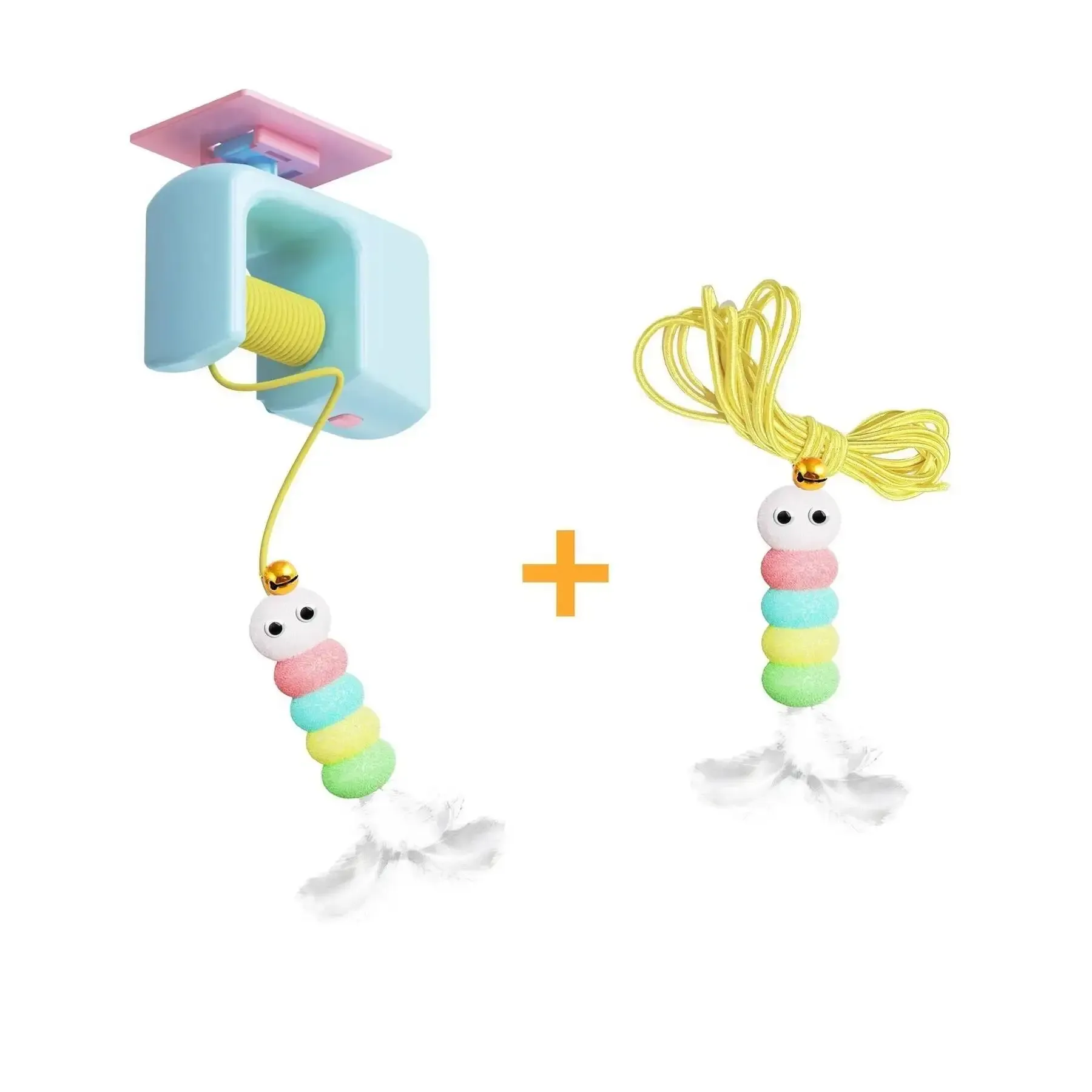 Jouet électrique pour chat à suspendre à la porte, avec 2 cordes et balançoire à plumes automatique pour un jeu autonome et une stimulation constante 8