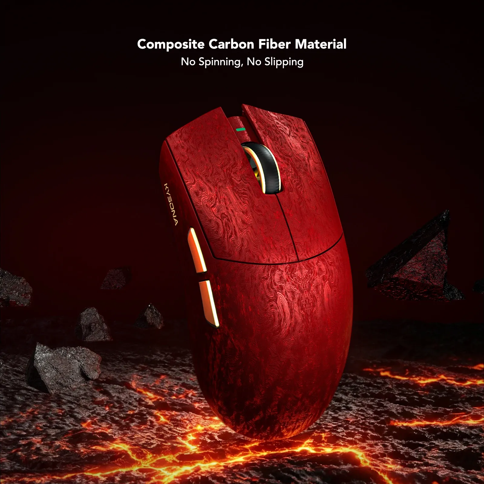Souris de jeu sans fil KYSONA Jupiter X Ultra, capteur PAW3950, 8000 Hz, fibre de carbone, tri-mode, 61 g, ergonomique, switchs Omron 70M 4
