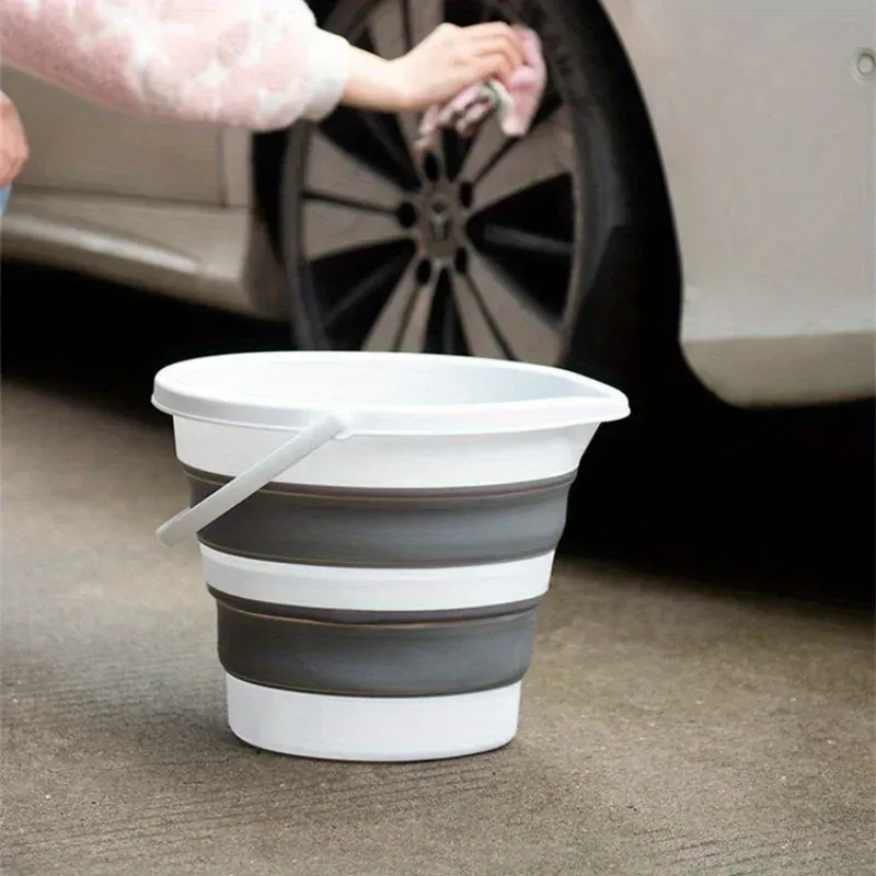 Seau pliable multi-usage 3 L, format compact : idéal pour le lavage de voiture, le camping et la pêche 2