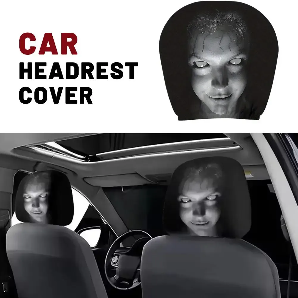Housse universelle pour appui-tête de voiture, 2 pièces, design horreur, élastique et respirante, pour berline, camion et SUV 5