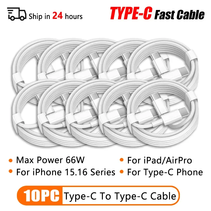 Câble USB-C vers USB-C PD 30 W / 66 W, compatible iPhone 16, 15, 14, 13, 12, 11, Pro, Pro Max, Mini, 7, 8, Plus, XS, XR, charge rapide 15