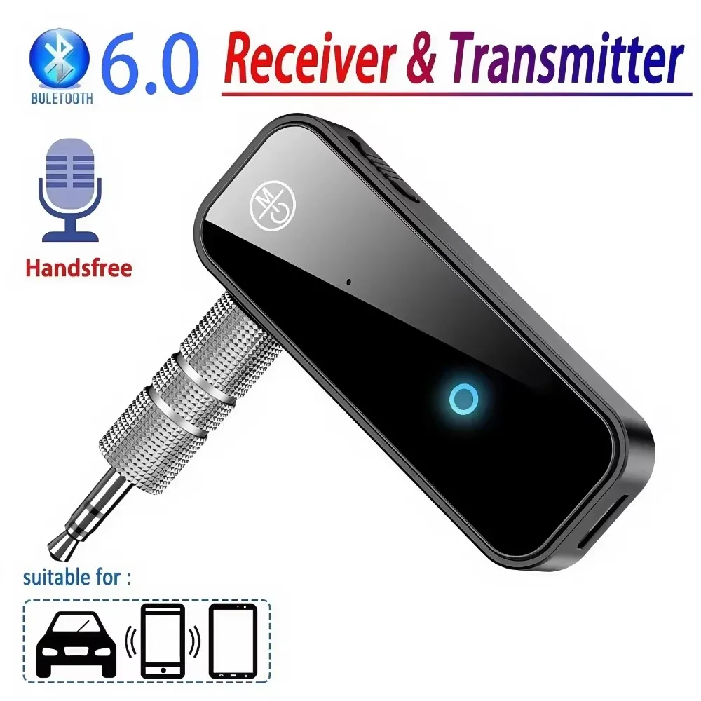 Récepteur et émetteur audio Bluetooth 6.0 avec kit mains libres, prise AUX 3.5 mm, dongle USB, adaptateur stéréo sans fil pour TV, PC et voiture