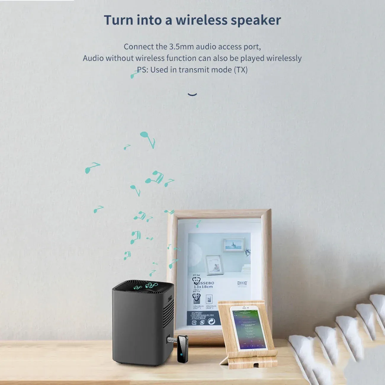 Récepteur et émetteur audio Bluetooth 6.0 avec kit mains libres, prise AUX 3.5 mm, dongle USB, adaptateur stéréo sans fil pour TV, PC et voiture 4