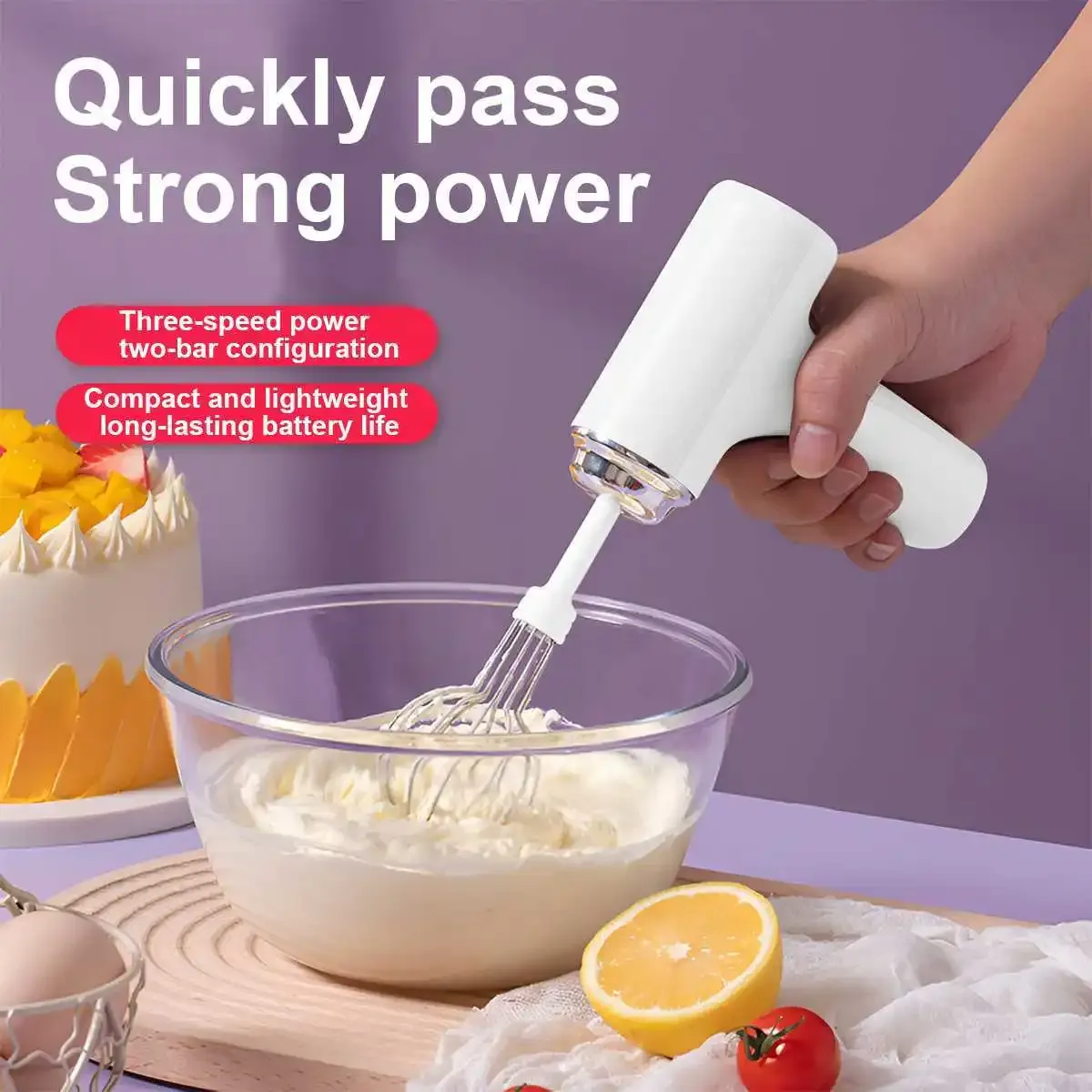 Batteur à œufs électrique sans fil, mousse de lait
