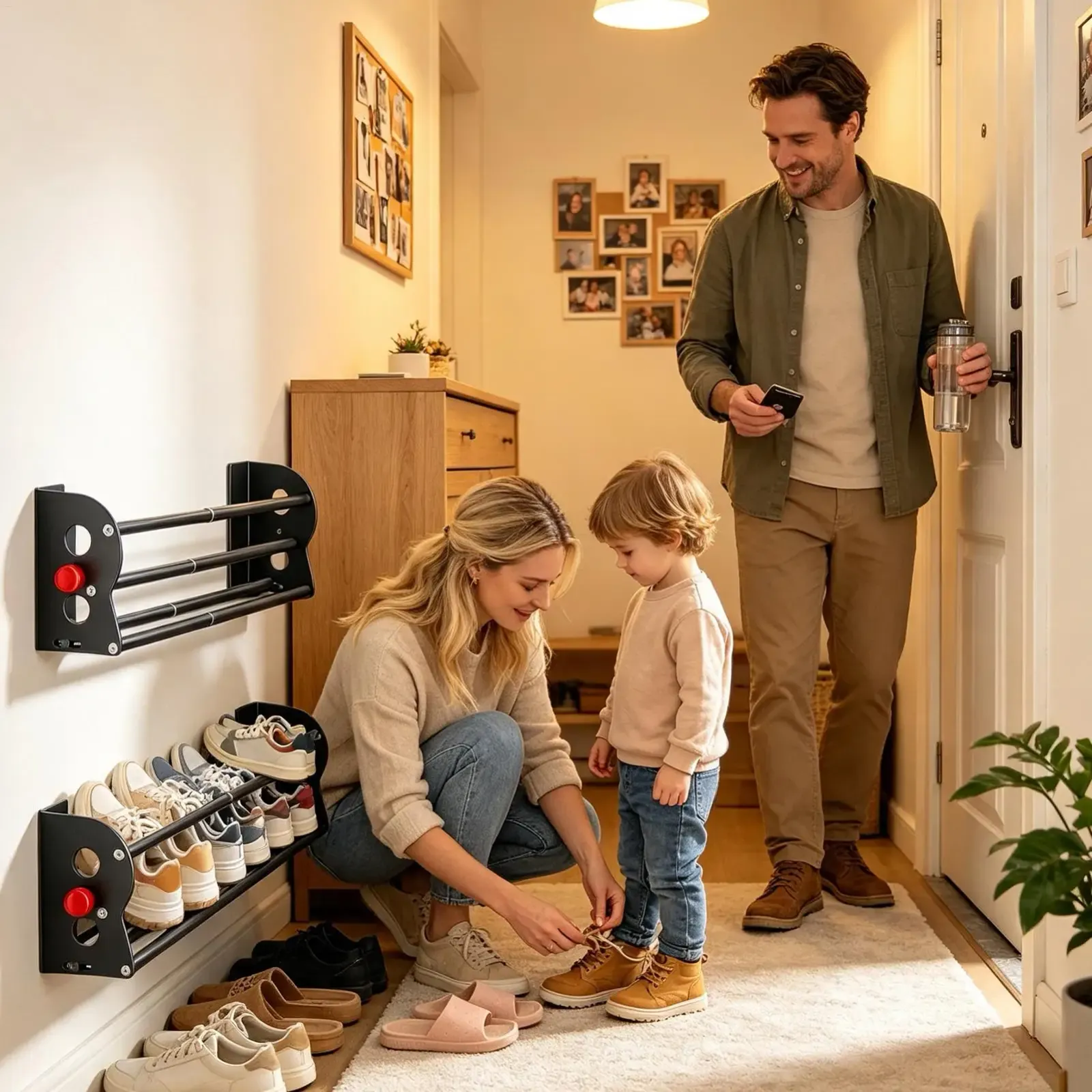 Porte-chaussures magnétique extensible à double niveau