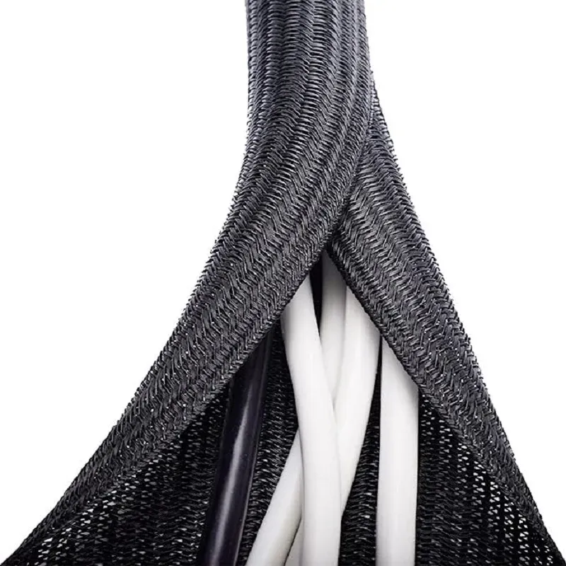 Gaine de câble tressée en nylon, protection enveloppante pour bureau, PC et TV, disponible en 1 m, 3 m et 5 m 4