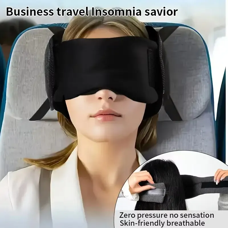 Oreiller de voyage multifonctionnel avec masque pour les yeux, pliable et portable, pour l'avion et la voiture