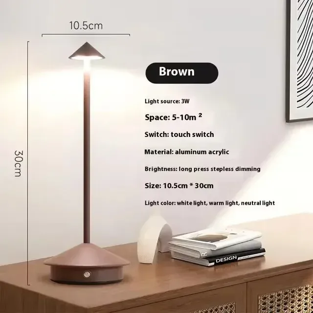 Lampe de table LED rechargeable à capteur tactile, 3 températures de couleur et gradation progressive, idéale pour restaurant, bar et chambre 4
