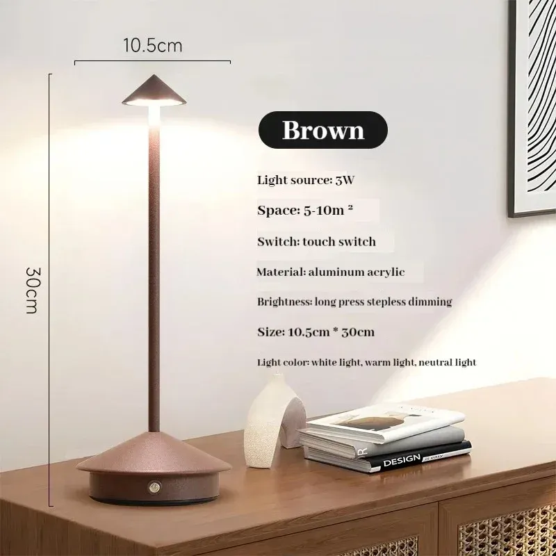 Lampe de table LED rechargeable à capteur tactile, 3 températures de couleur et gradation progressive, idéale pour restaurant, bar et chambre 8
