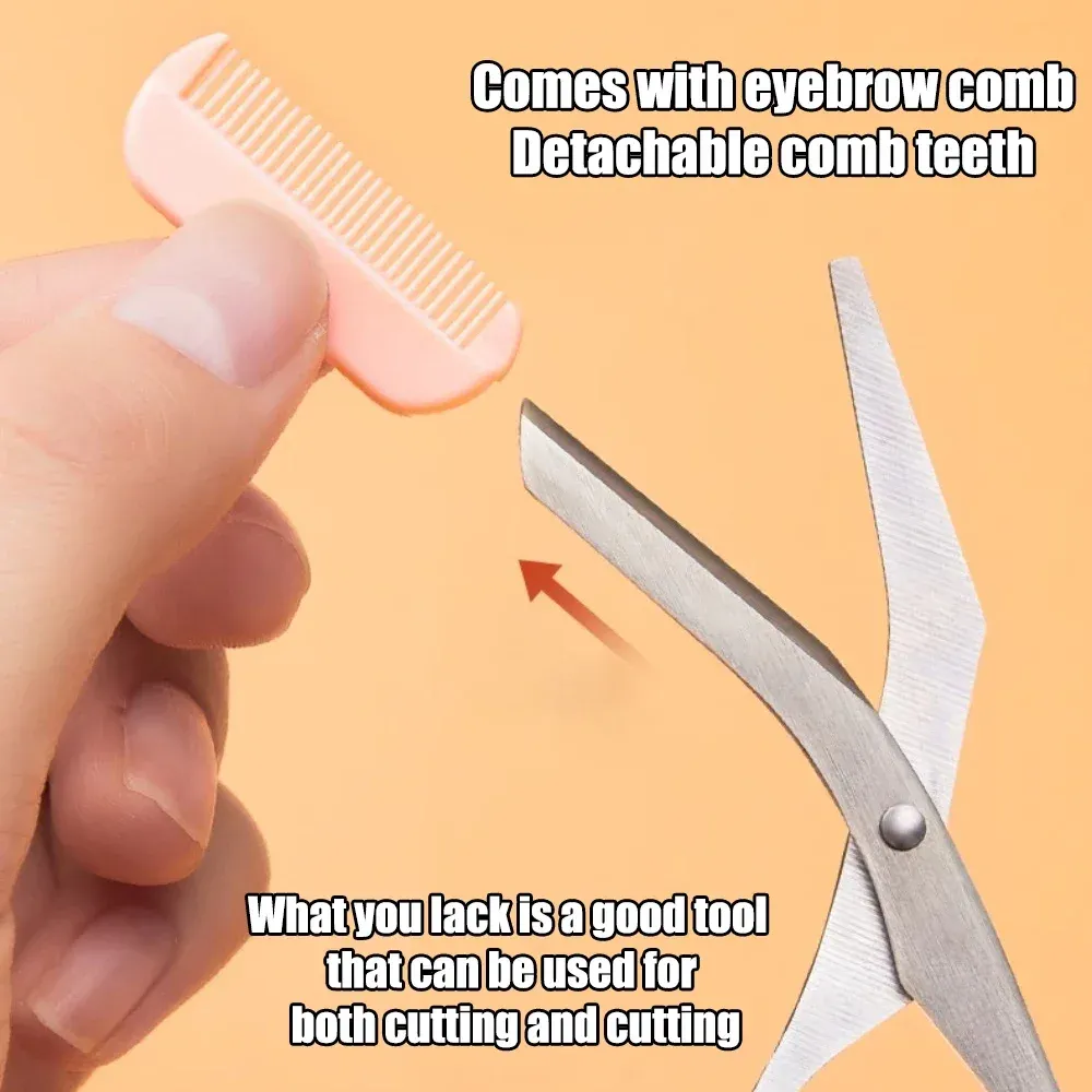 Ciseaux à sourcils en acier inoxydable avec peigne, outil de beauté pour femme 4