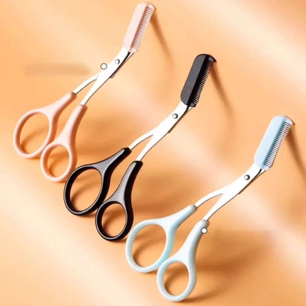 Ciseaux à sourcils en acier inoxydable avec peigne, outil de beauté pour femme 6