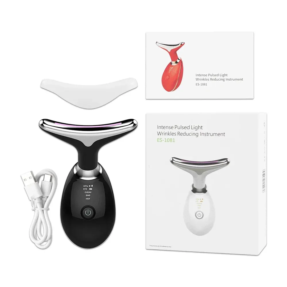Appareil de beauté visage et cou avec masseur facial EMS et thérapie LED 9
