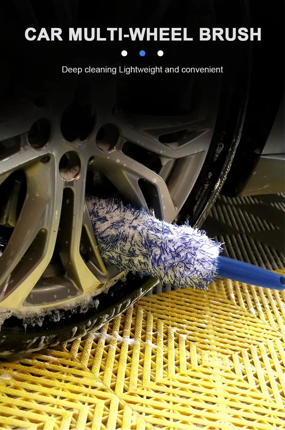 Brosse portable pour jante de voiture en peluche