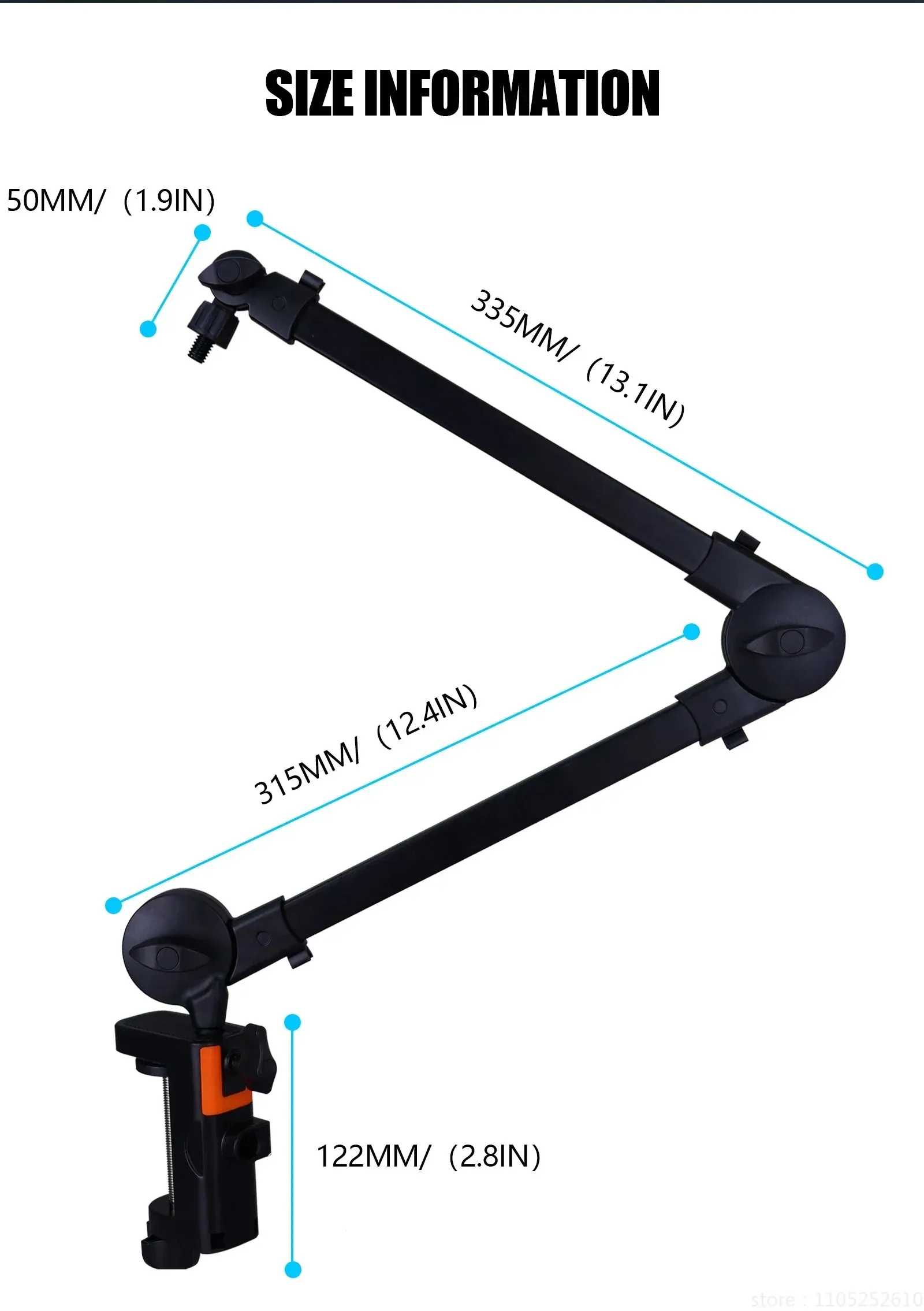 Support de microphone pliable à bras long sans ressort, pour bureau et diffusion en direct 6