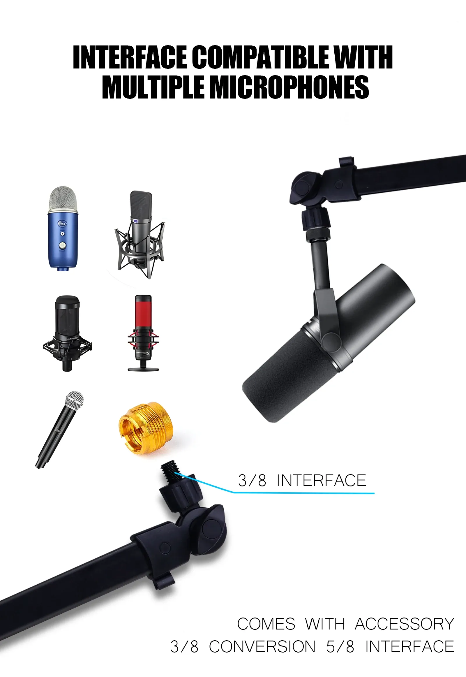 Support de microphone dans un espace de création