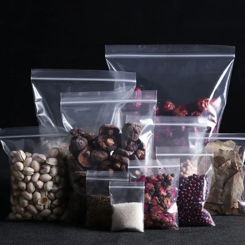 Sacs transparents à fermeture éclair, lot de 100 à 200 pièces, sachets de rangement épais et refermables pour aliments et bijoux 3