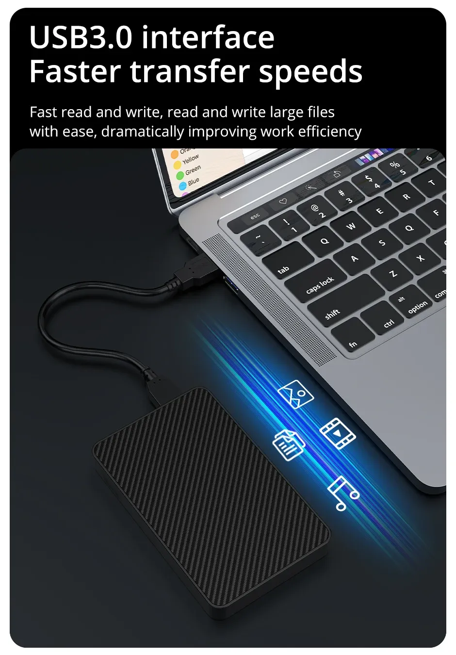 Disque dur externe portable, détails du design