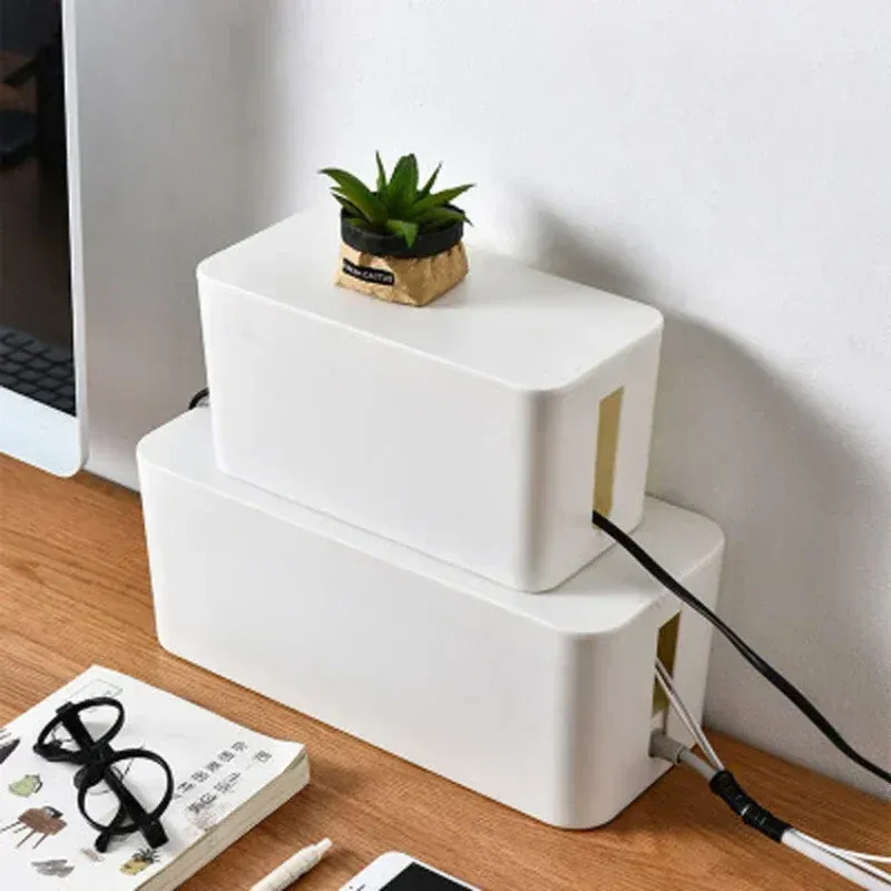 Boîte de rangement pour câbles et multiprises de bureau, organiseur anti-poussière pour prises et fils 2