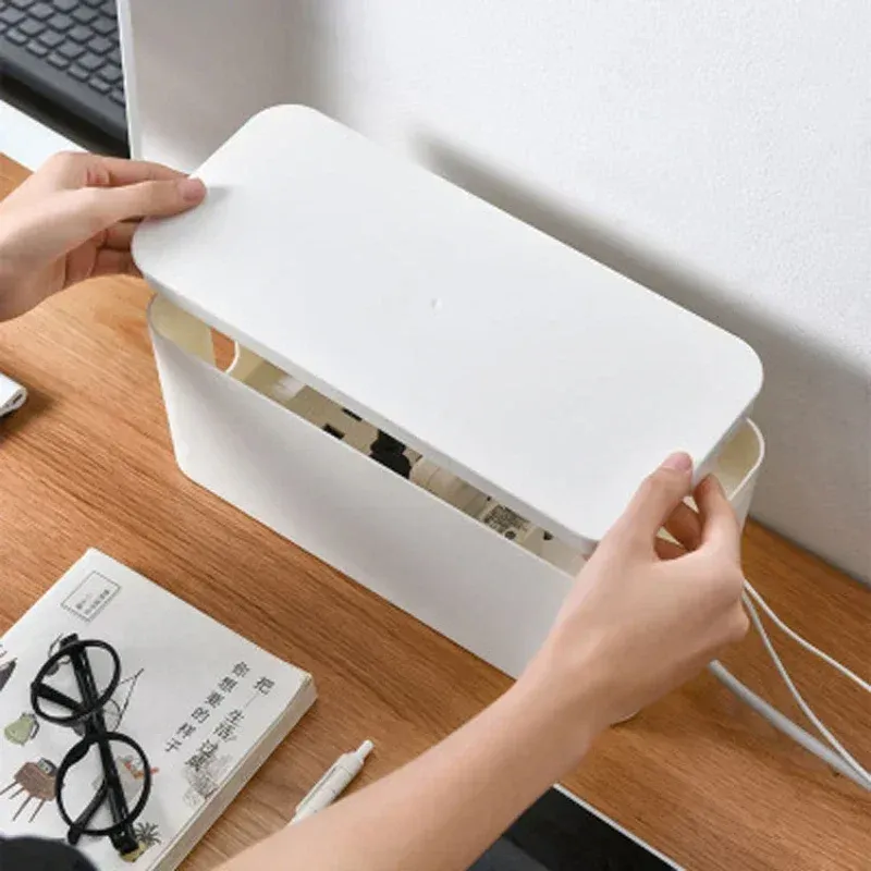 Boîte de rangement pour câbles et multiprises de bureau, organiseur anti-poussière pour prises et fils 3