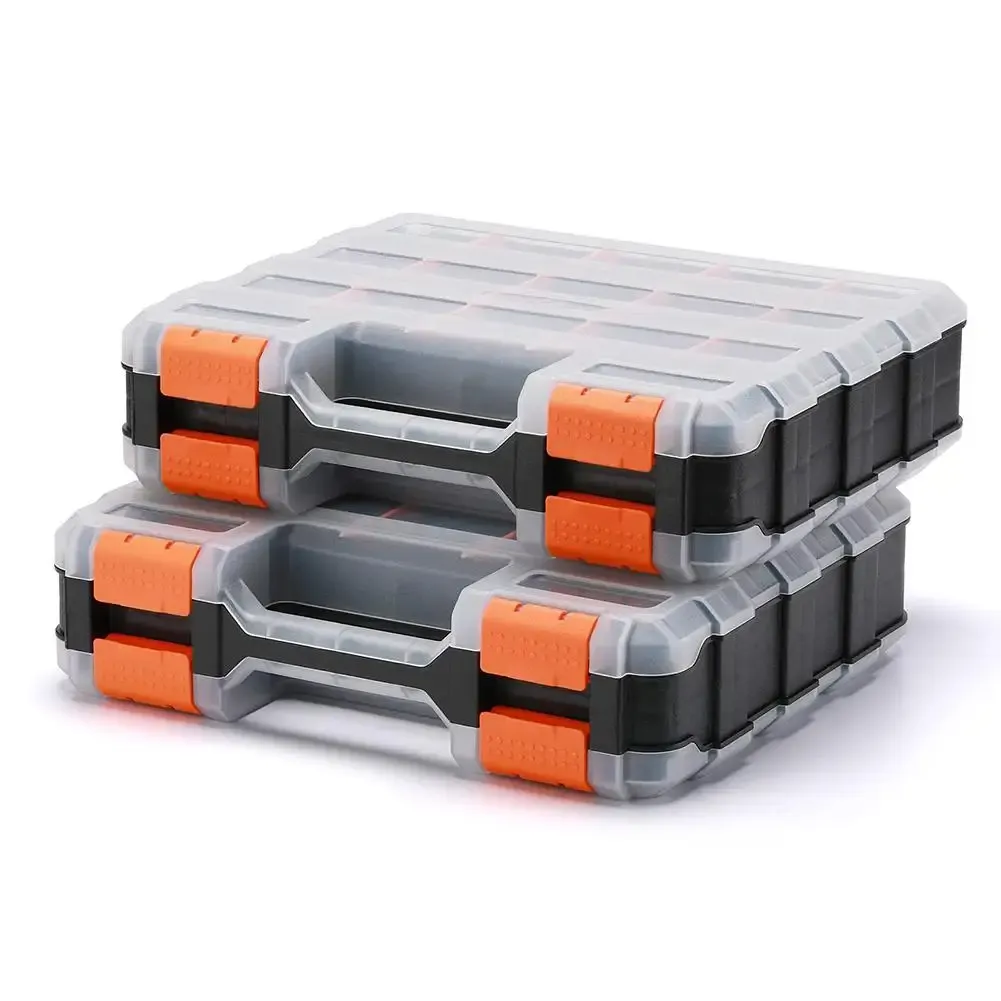 Boîte de rangement pour matériel à 34 compartiments avec séparateurs amovibles, organisateur double face pour écrous, boulons, vis et clous 2