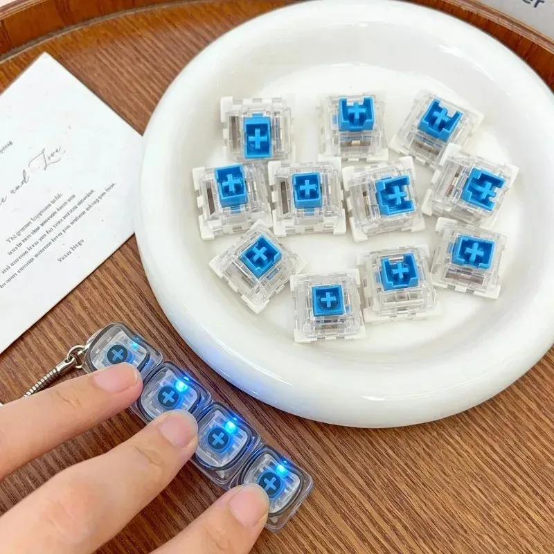Interrupteur mécanique Fidget Clicker imprimé en 3D avec capuchon lumineux, fait main, interrupteur bleu, anti-stress 5
