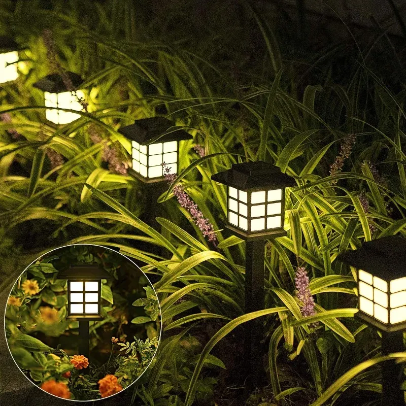 Lot de 2 lampes solaires extérieures étanches pour allée, jardin, cour, patio et chemin, éclairage paysager décoratif, idéal pour le camping 3