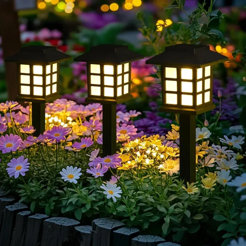 Lot de 2 lampes solaires extérieures étanches pour allée, jardin, cour, patio et chemin, éclairage paysager décoratif, idéal pour le camping