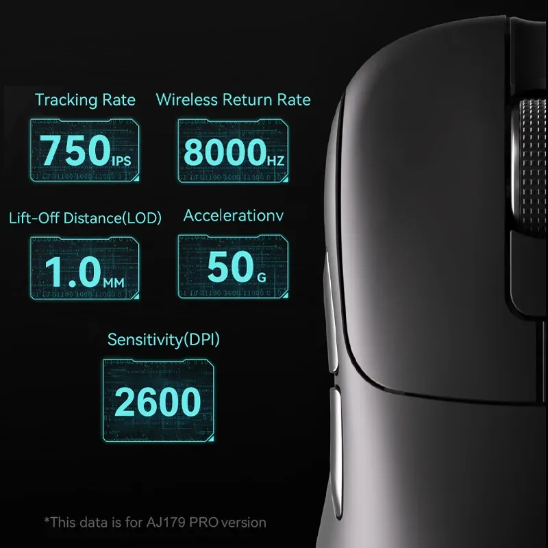 Souris de jeu sans fil AJAZZ AJ179 PRO PAW3395 avec base de charge RGB, 26 000 DPI, ergonomique et légère 4