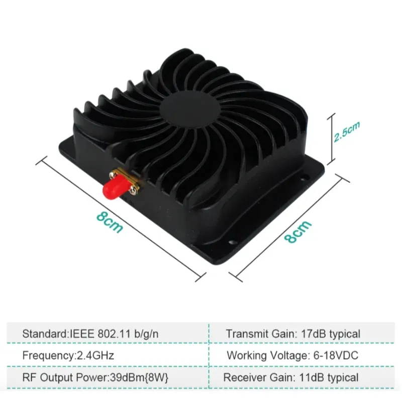Amplificateur WiFi EDUP AB003 8 W 2,4 GHz – Répéteur de signal sans fil 5