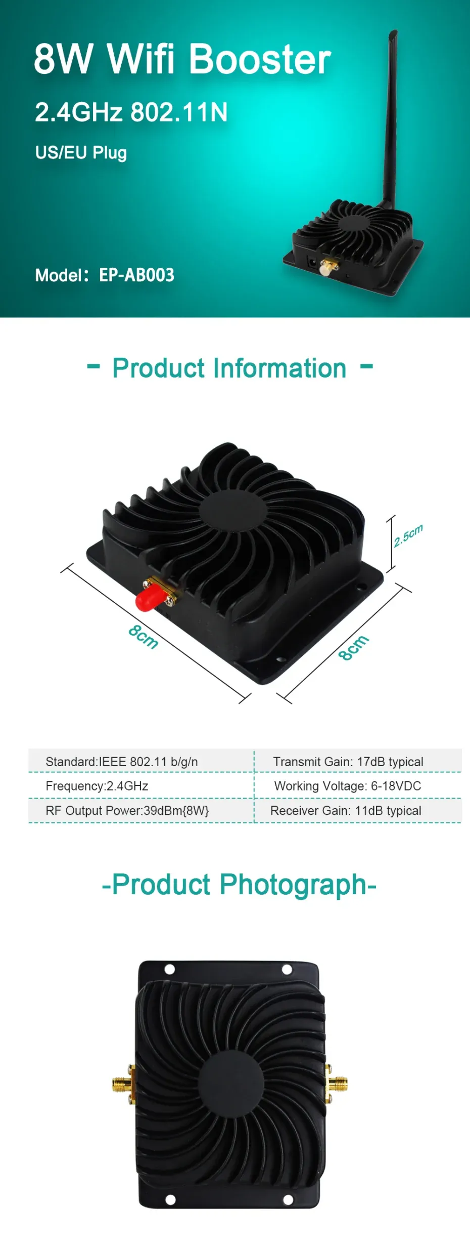 Présentation de l'amplificateur Wi-Fi EDUP AB003