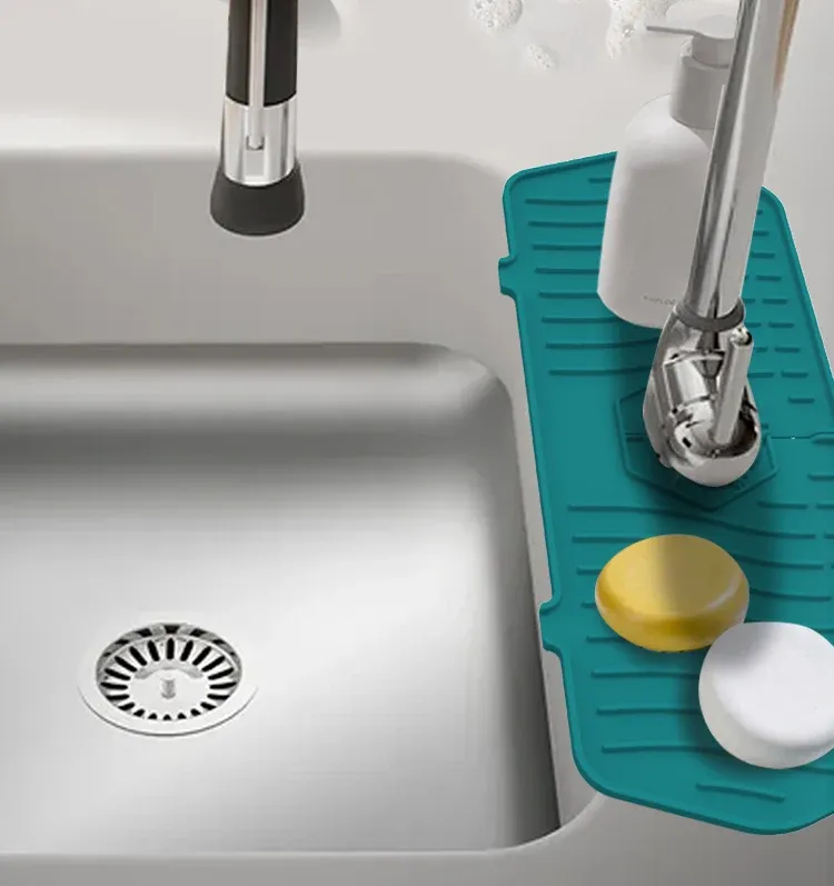 Tapis de protection pour évier en silicone, mise en valeur