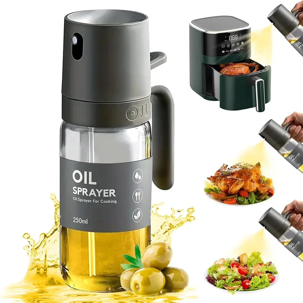 Flacon pulvérisateur d'huile de cuisson 250 ml avec brosse, pour friteuse à air chaud - Image 1