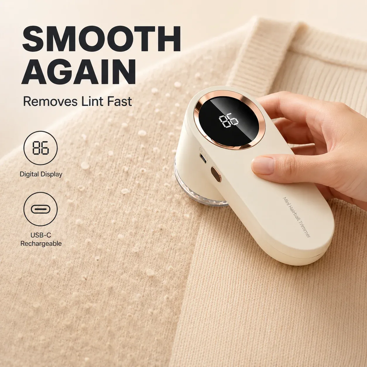 Rasoir anti-bouloches électrique rechargeable USB avec LED, pour vêtements et tissus 12