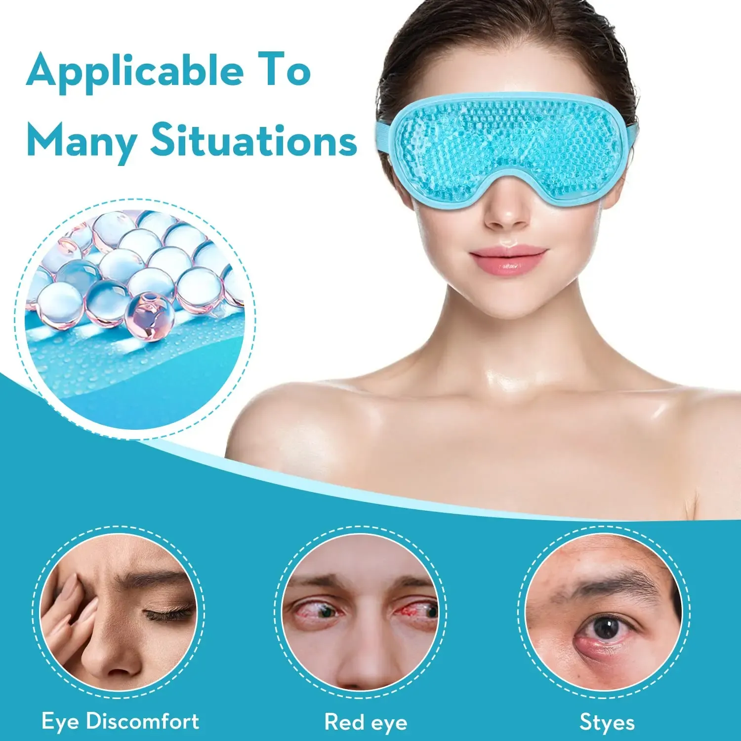 Masque rafraîchissant réutilisable en gel pour les yeux, idéal pour soulager les yeux gonflés et les migraines 5