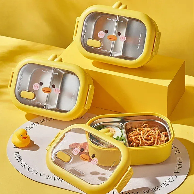 Boîte à déjeuner Bento en acier inoxydable avec compartiments séparés, hermétique et portable - Image 1