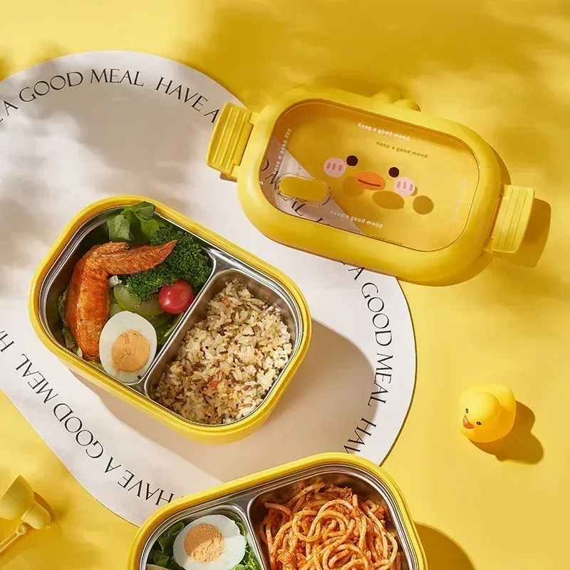 Boîte à déjeuner Bento en acier inoxydable avec compartiments séparés, hermétique et portable 2
