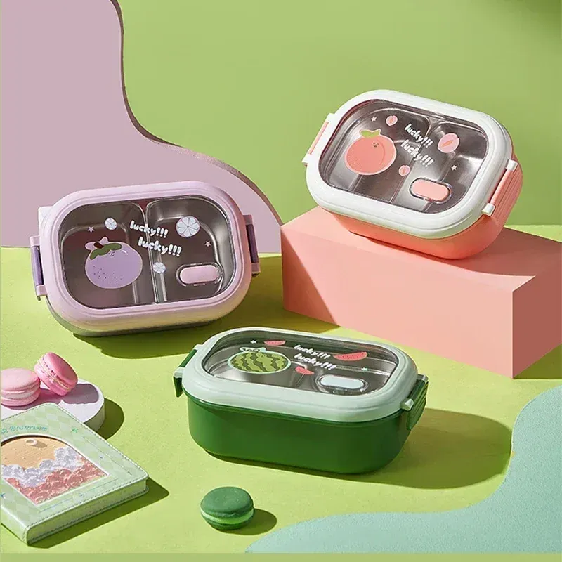 Boîte à déjeuner Bento en acier inoxydable avec compartiments séparés, hermétique et portable 5