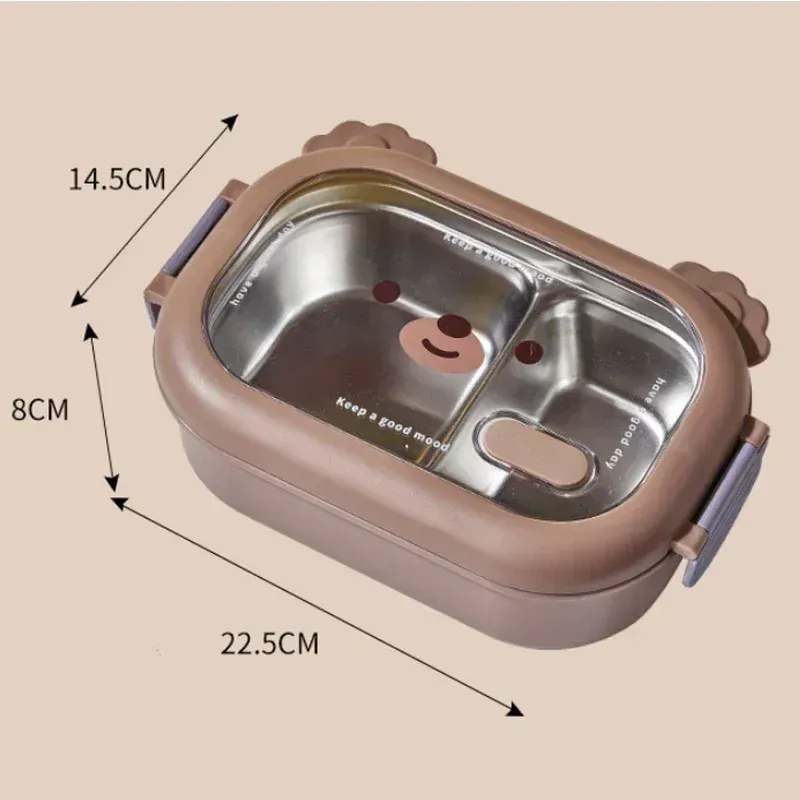 Boîte à déjeuner Bento en acier inoxydable avec compartiments séparés, hermétique et portable 8