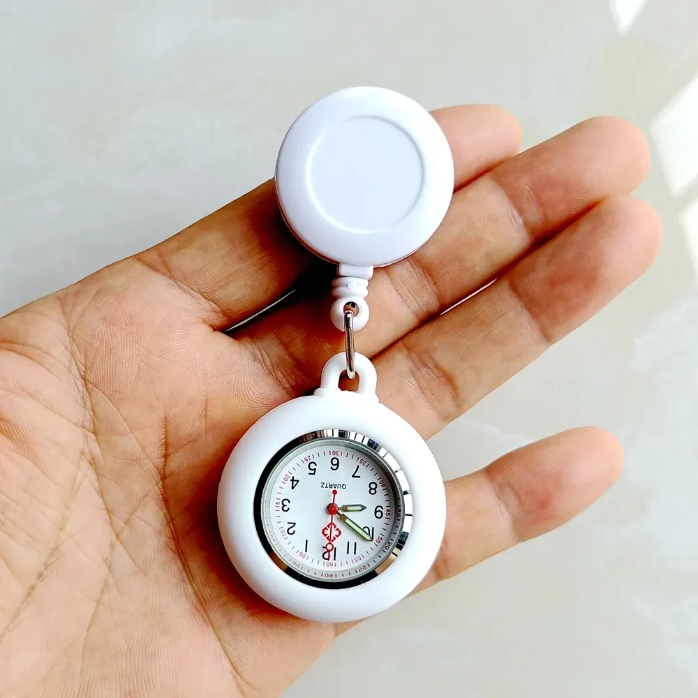 Montre de poche rétractable à cadran simple pour infirmière et médecin, avec clip 3