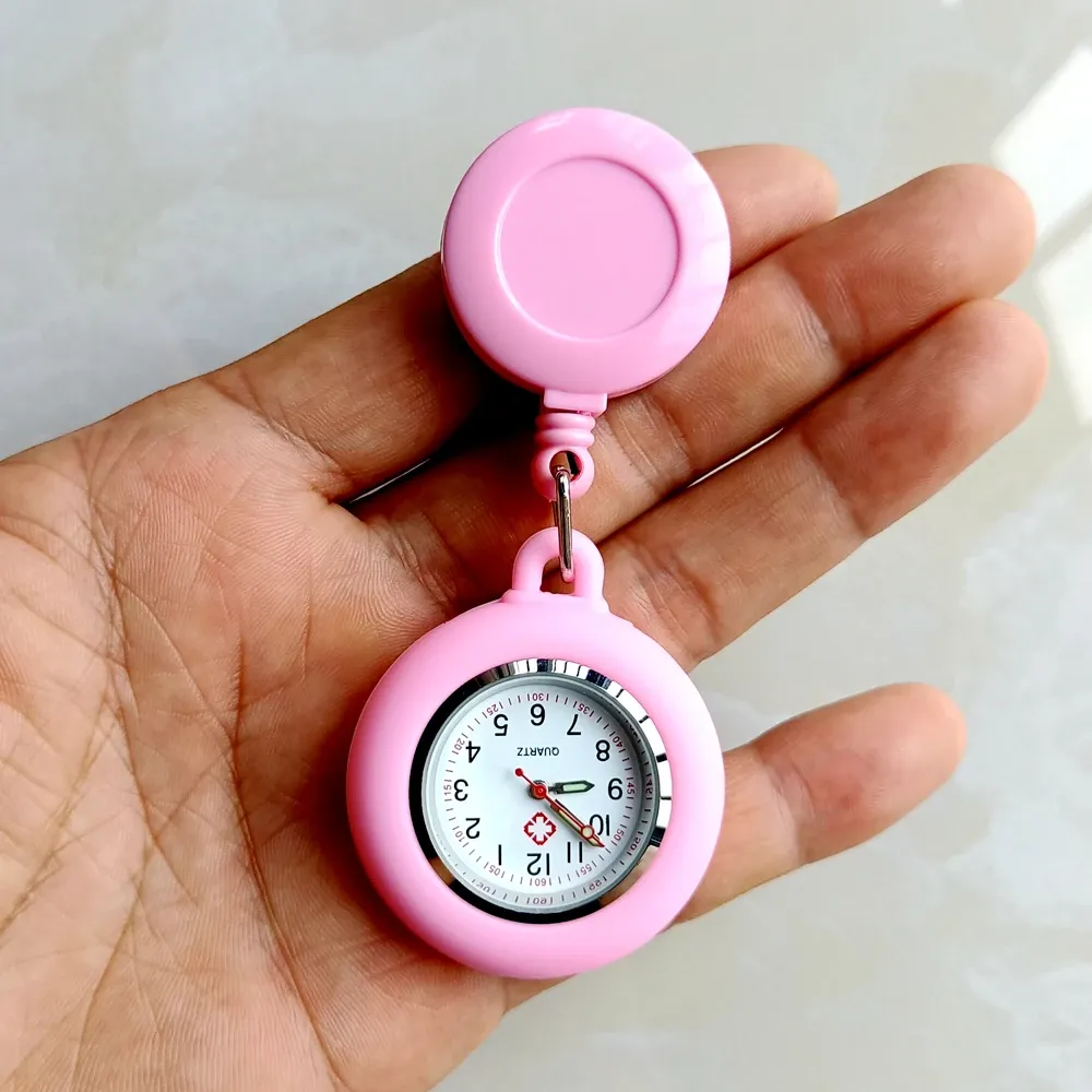 Montre de poche rétractable à cadran simple pour infirmière et médecin, avec clip 4