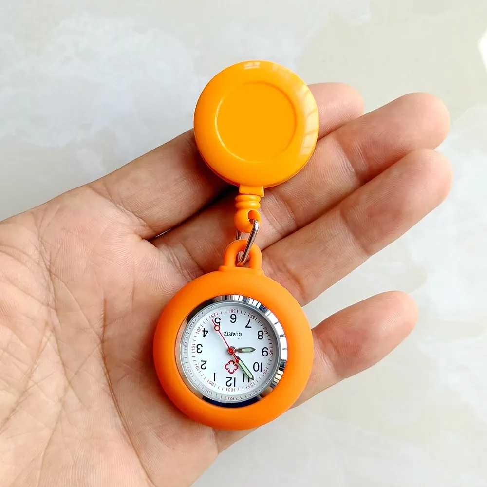Montre de poche rétractable à cadran simple pour infirmière et médecin, avec clip 6