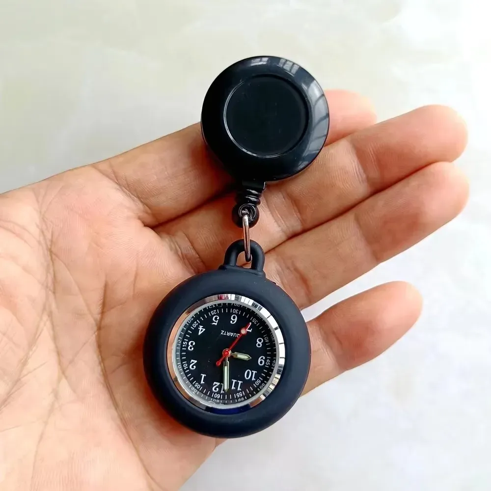 Montre de poche rétractable à cadran simple pour infirmière et médecin, avec clip 15