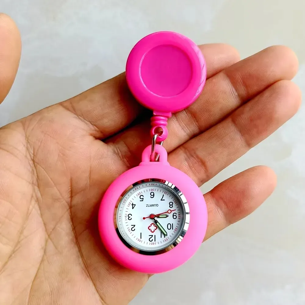 Montre de poche rétractable à cadran simple pour infirmière et médecin, avec clip 7
